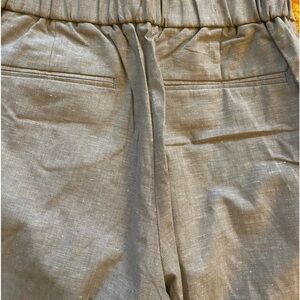 Chic paper bag waisted linen trousers straight leg